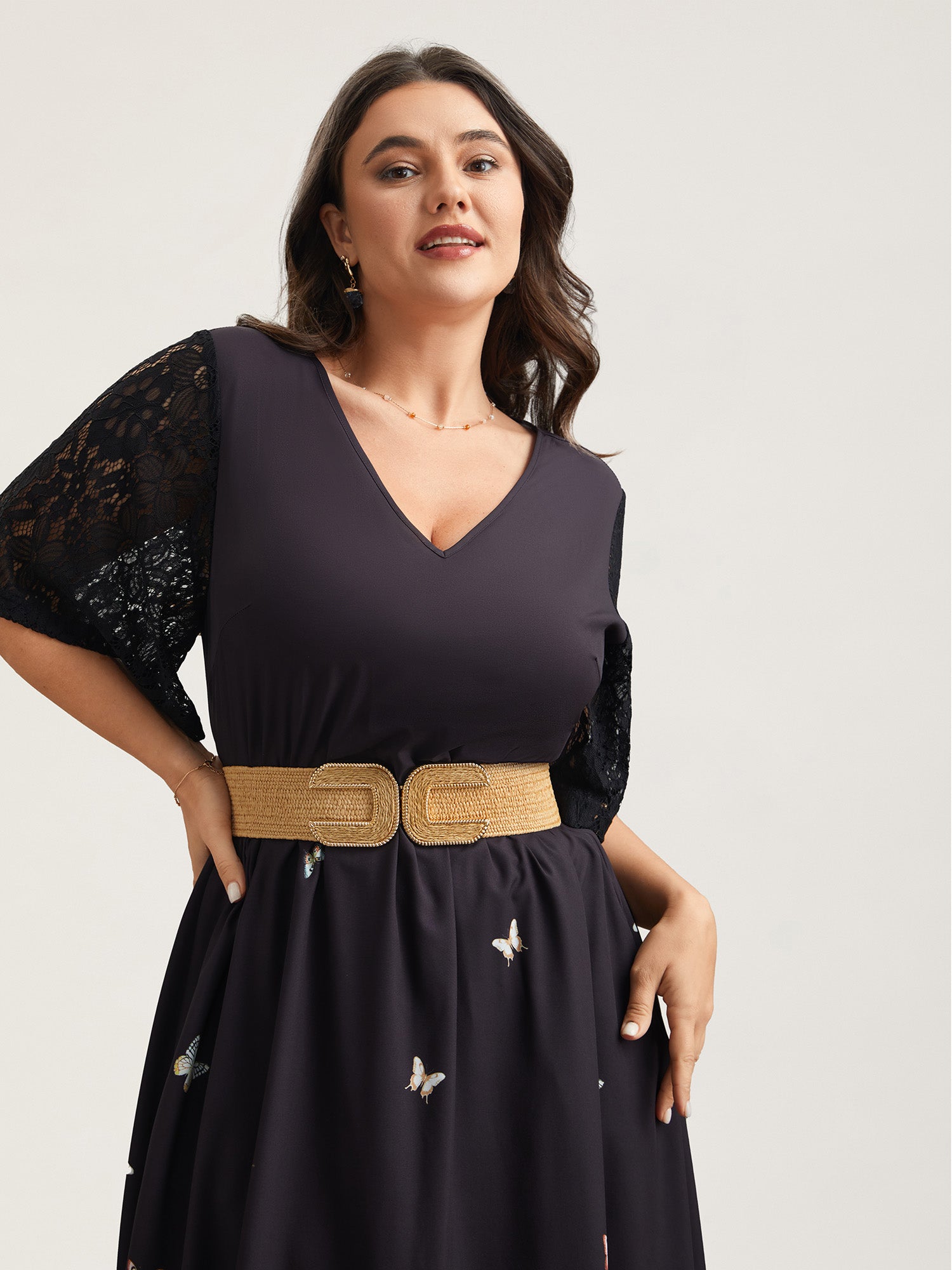 Gold-Tone Hand Woven Wide Belt-Sweetccc