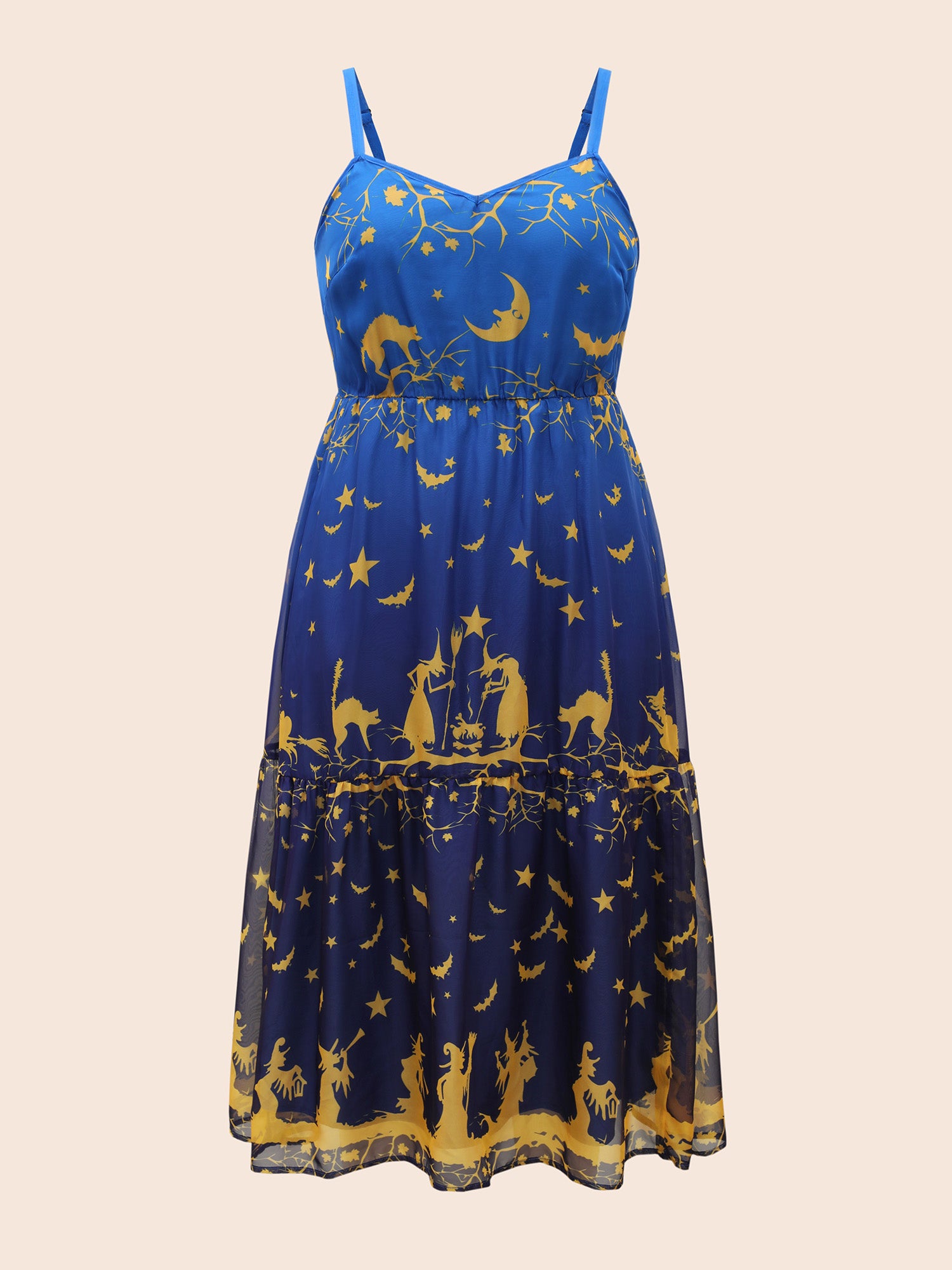 Moonlit Chiffon Changing Gradient Midi Dress-Sweetccc