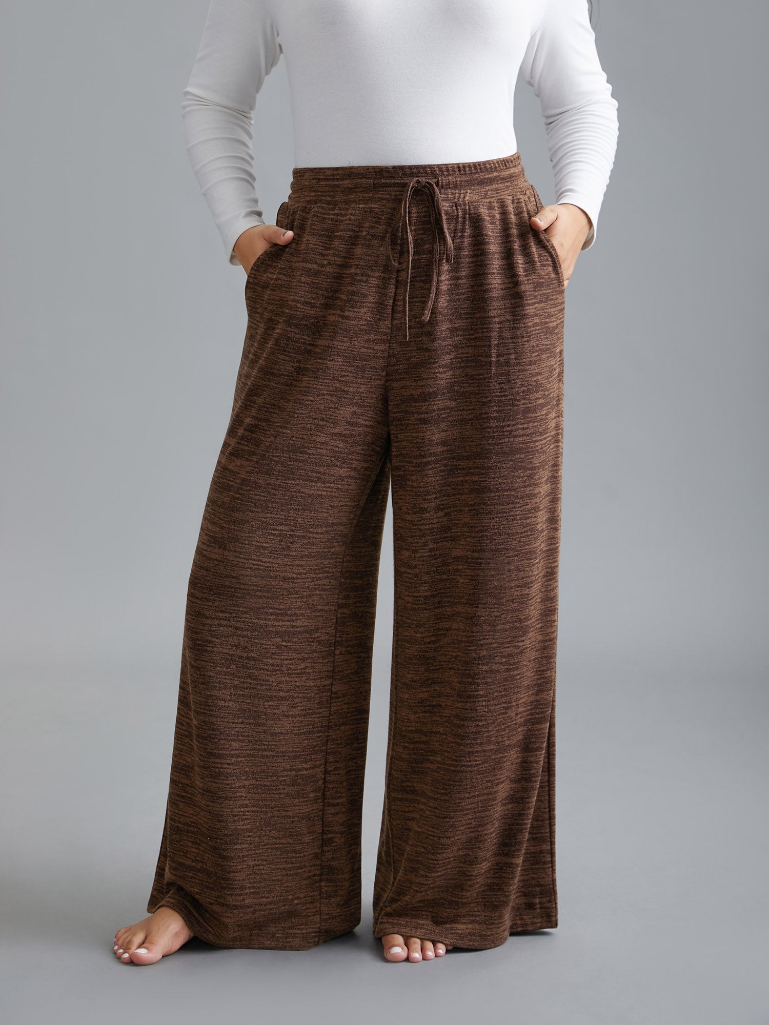 Heather Drawstring Loose Lounge Bottoms-Sweetccc