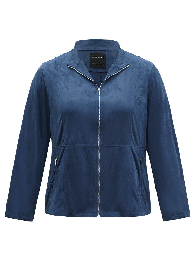 Solid Pocket Zipper Jacket-Sweetccc