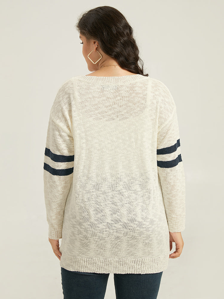 Star & Striped Print Drop Shoulder Pullover-Sweetccc