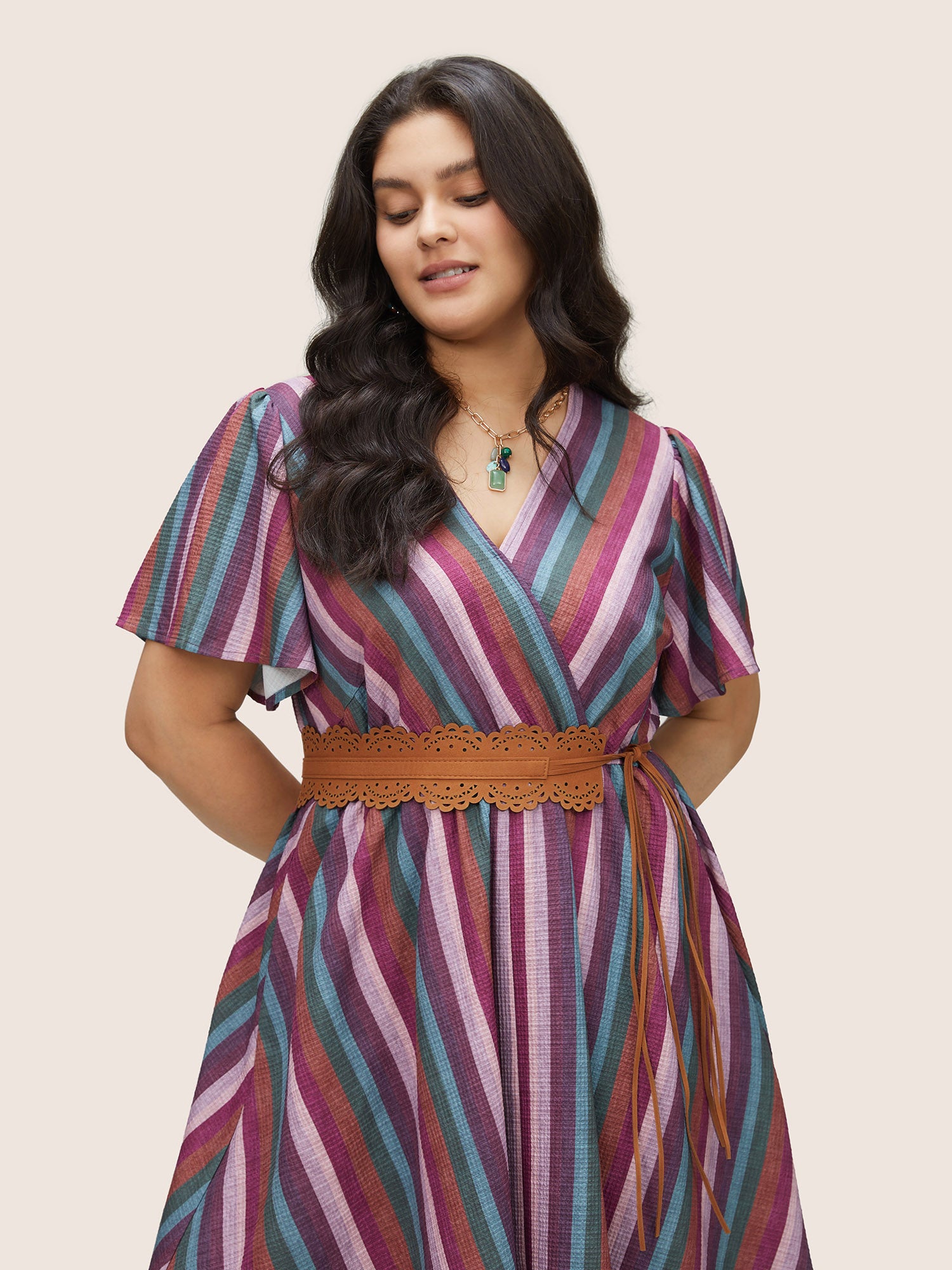 Solid Laser Cut Scalloped Trim Vacation Belt-Sweetccc