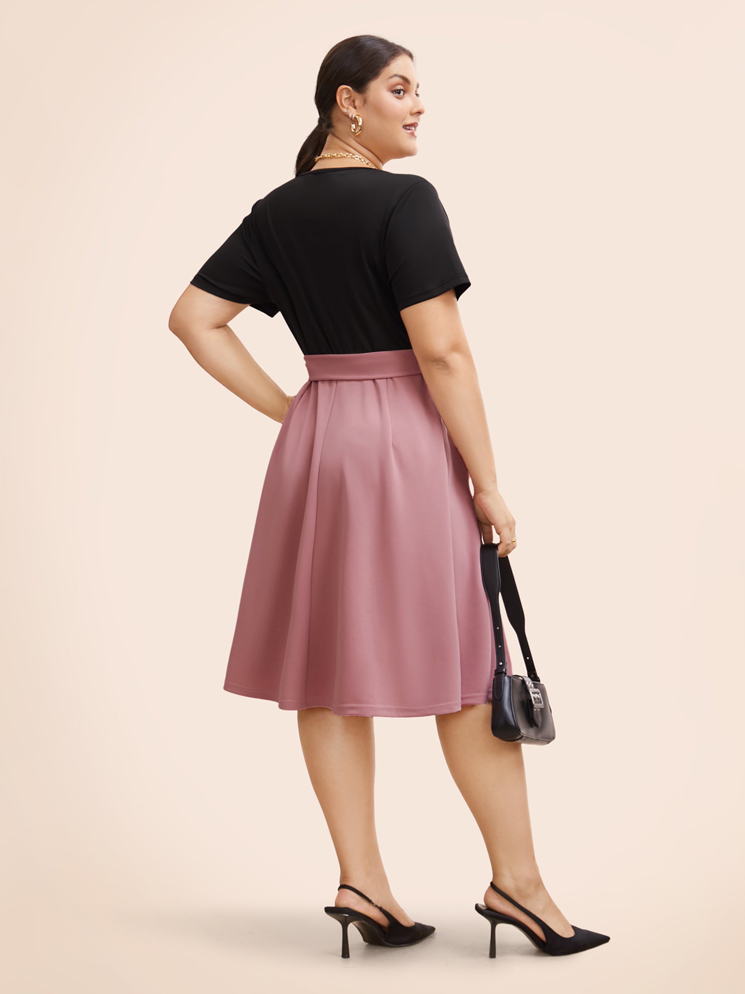 Supersoft Essentials Two Tone Pocket Patchwork Belted Dress-Sweetccc
