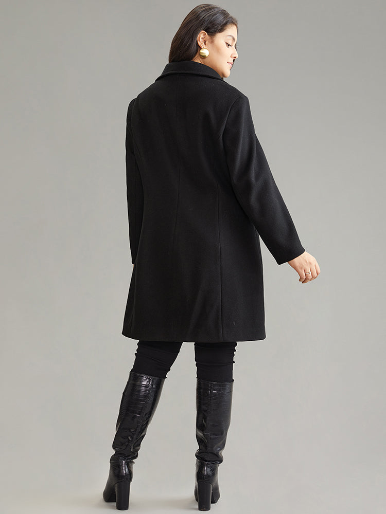 Lapel Collar Pocket Chain Buckle Detail Coat-Sweetccc