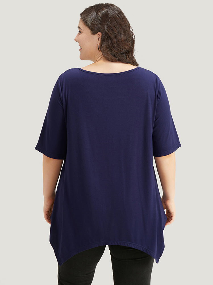 Halloween Plain Crisscross Knot Hanky Hem T-shirt-Sweetccc