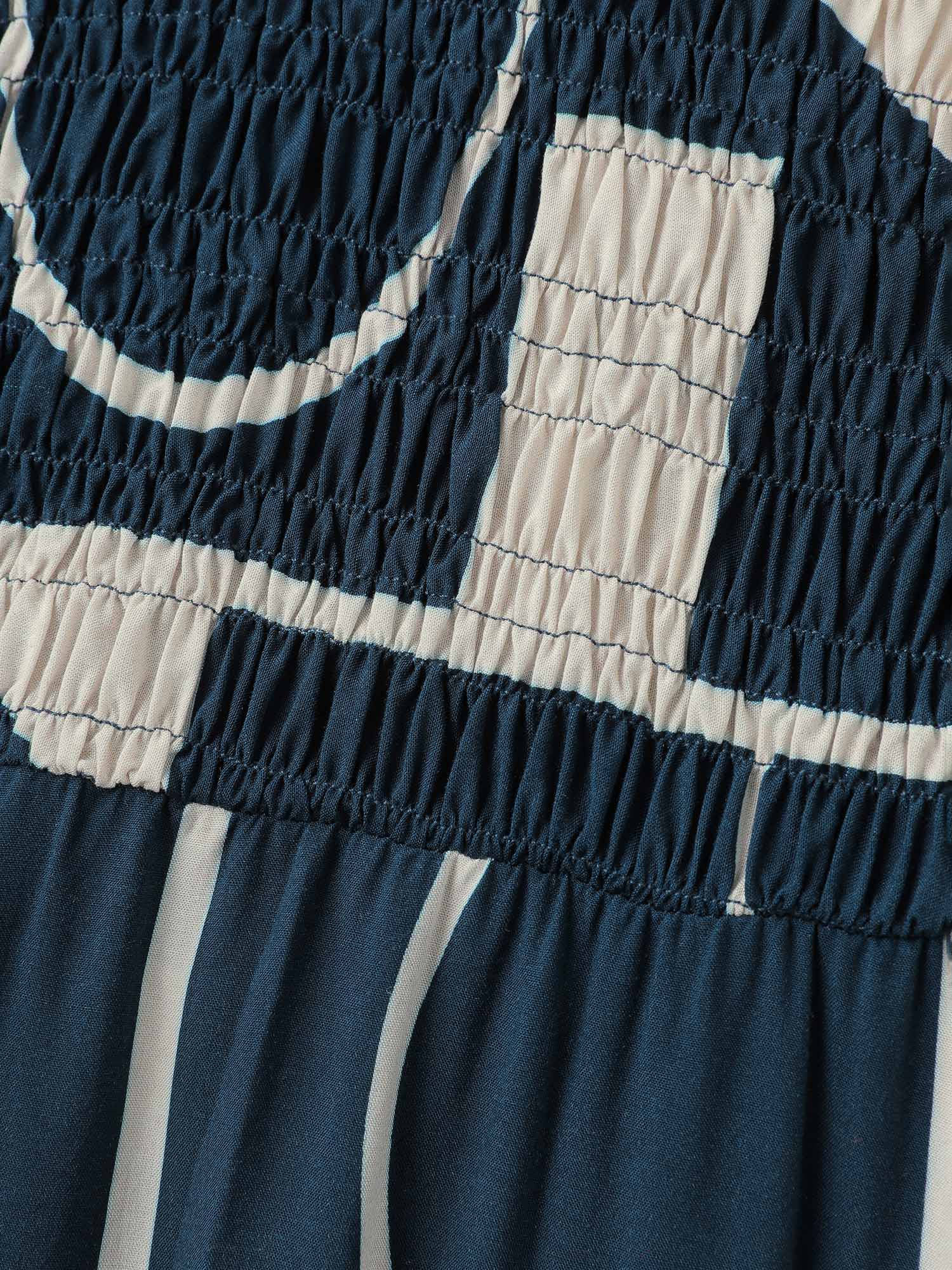 Supersoft Geometrical Print Shirred Bodice Tie Maxi Dress-Sweetccc