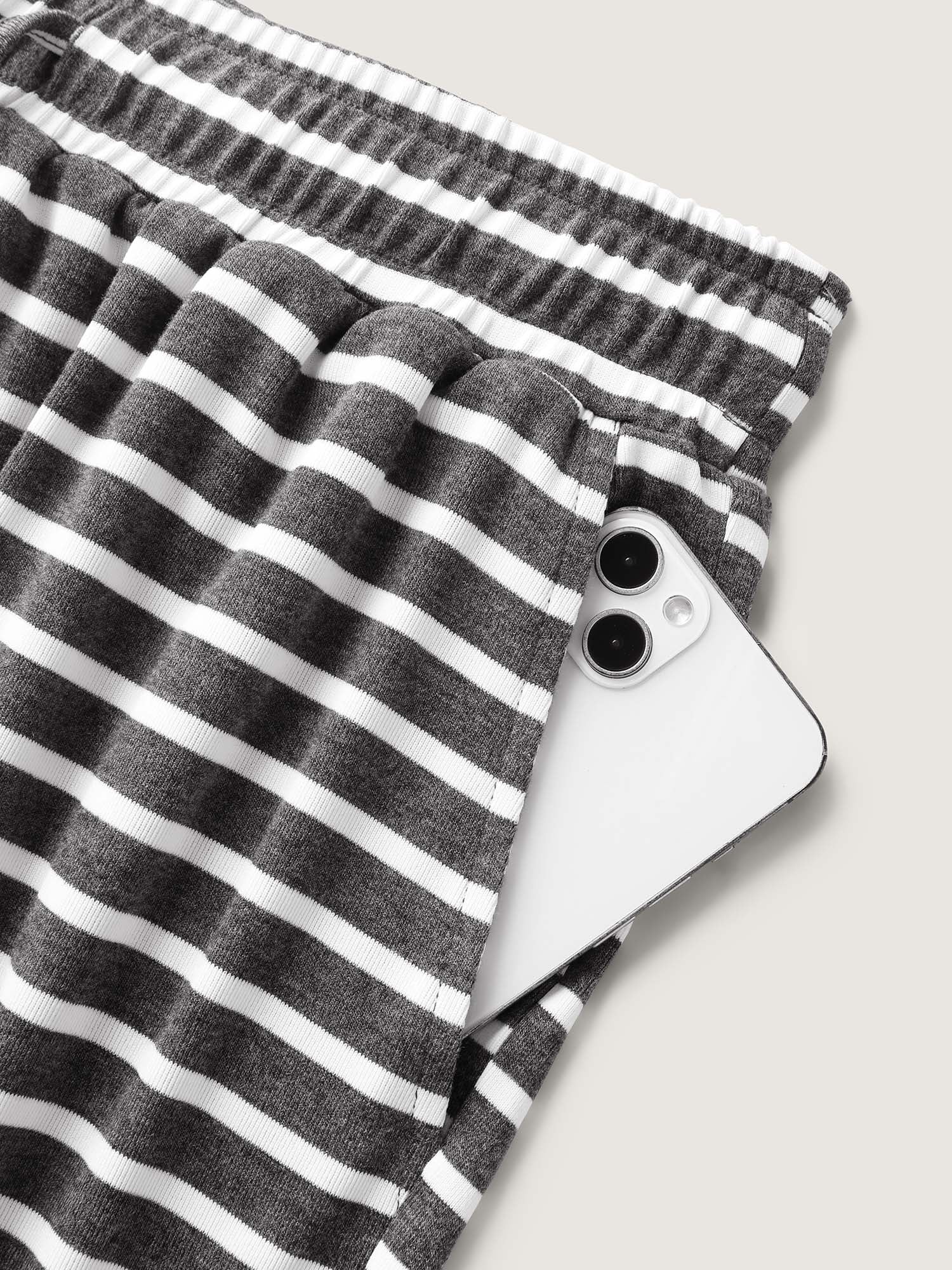 Stripe Print Drawstring Straight-Leg Shorts-Sweetccc