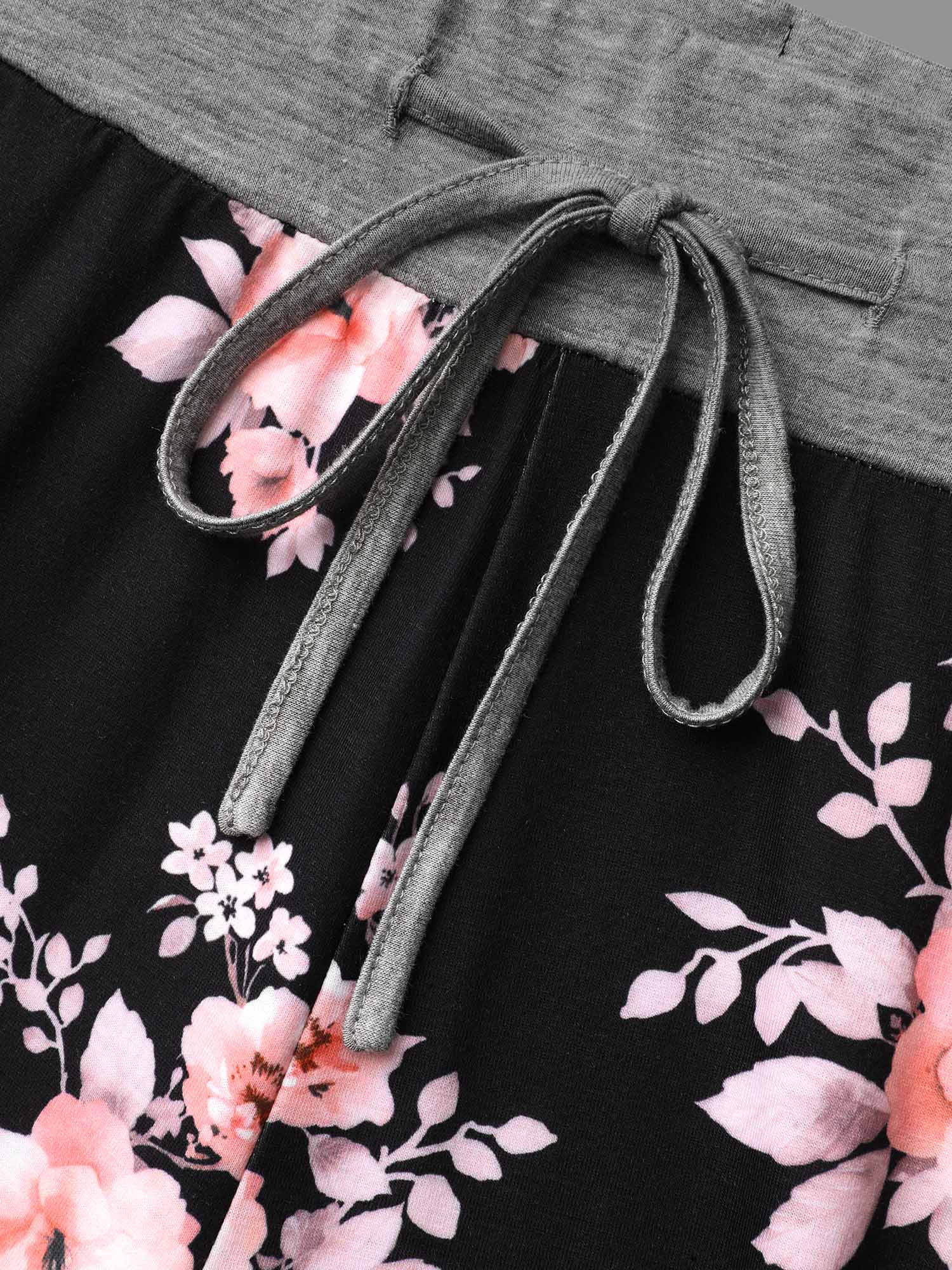 Floral Contrast Waist Lounge Bottoms-Sweetccc