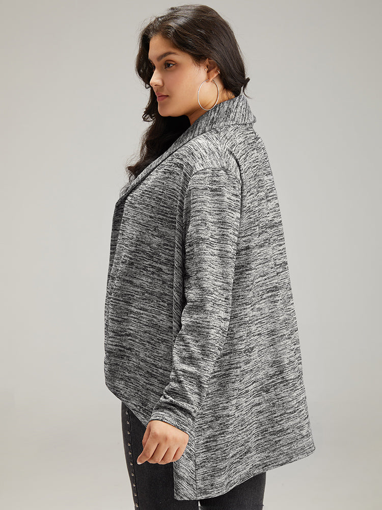 Supersoft Essentials Solid Heather Asymmetrical Hem Kimono-Sweetccc