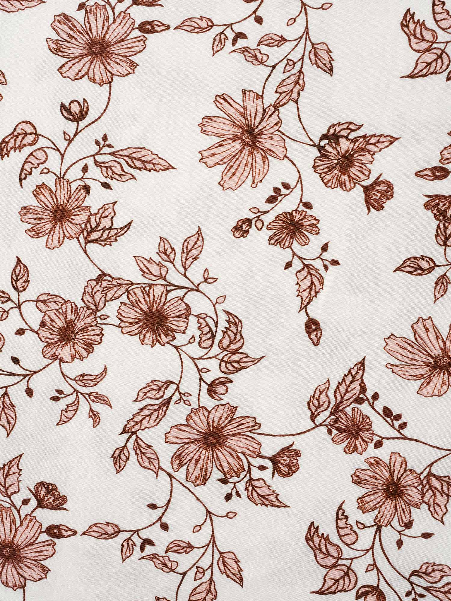 Floral Tie Knot Ruffle Trim Blouse-Sweetccc