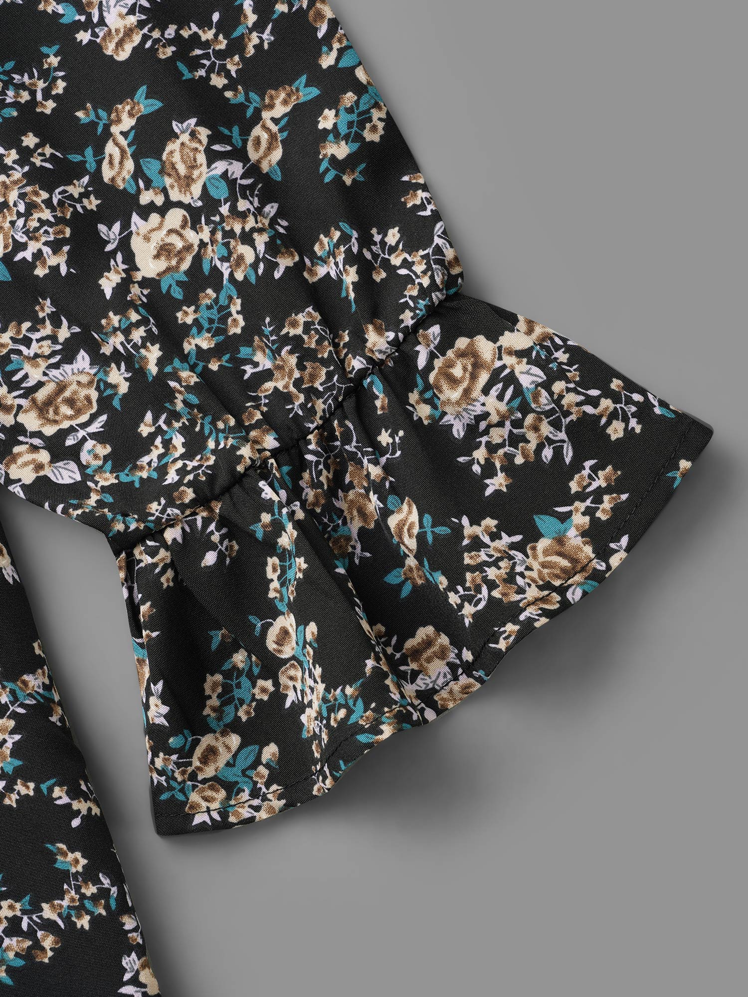 Floral Patchwork Gathered Texture Top-Sweetccc