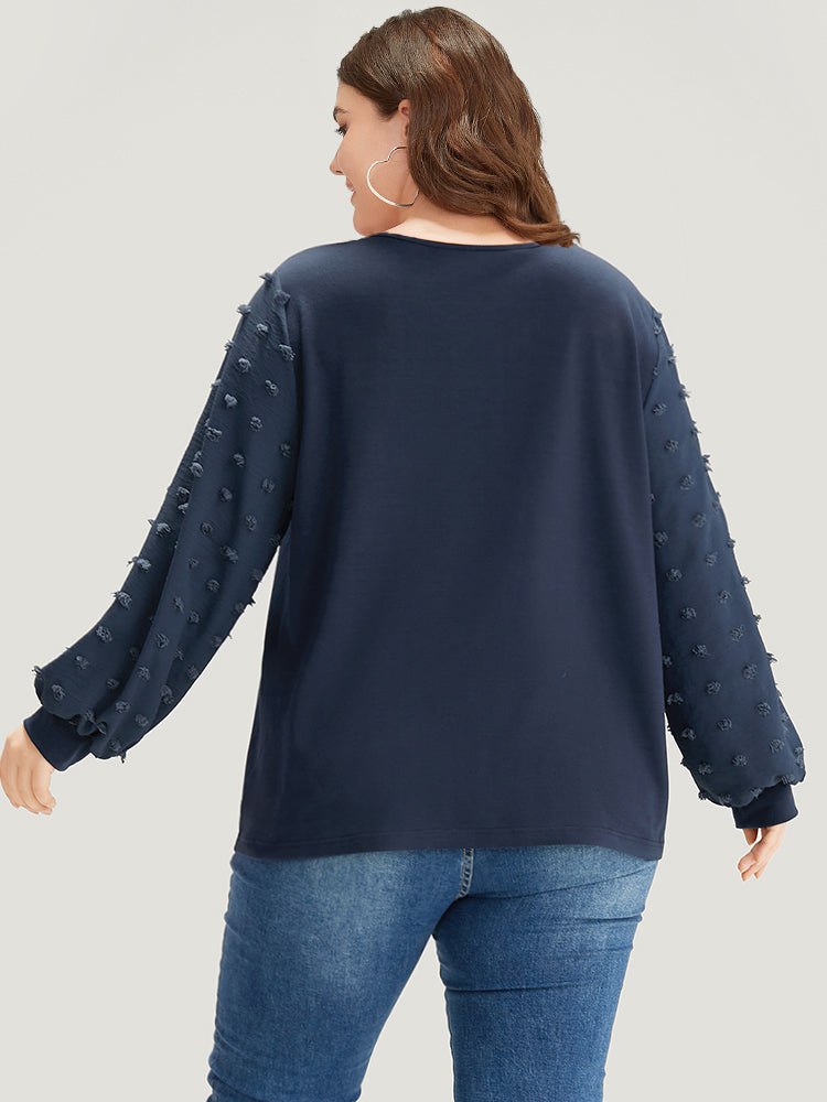 Solid V Neck Patchwork Elastic Cuffs Sweatshirt-Sweetccc