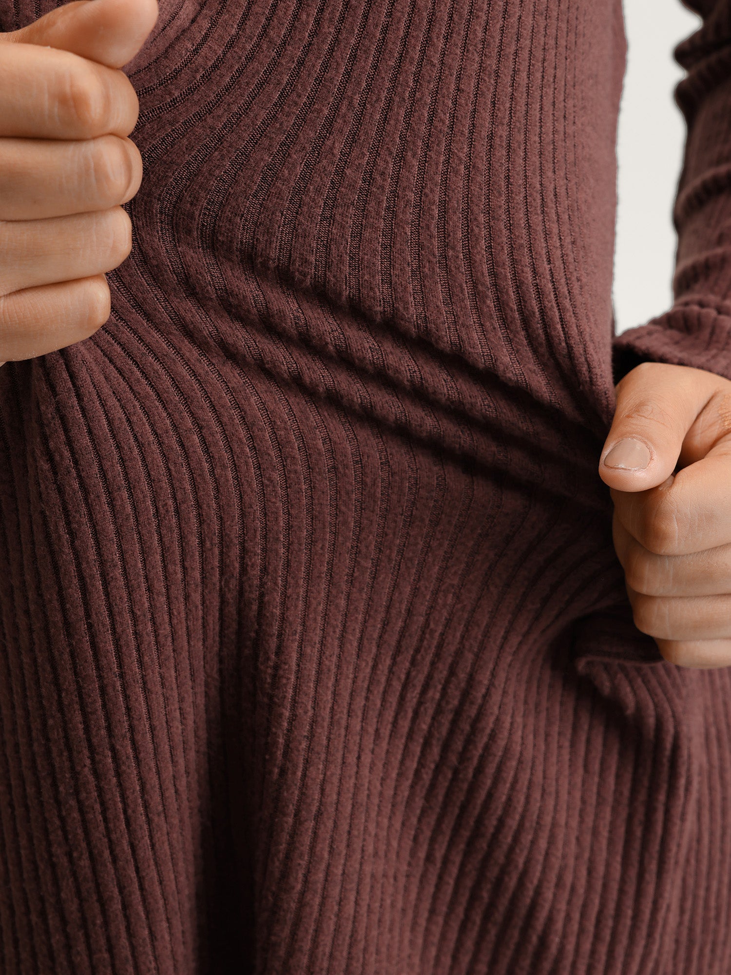 Stretchy Brushed Ribbed Button Detail T-Shirt-Sweetccc