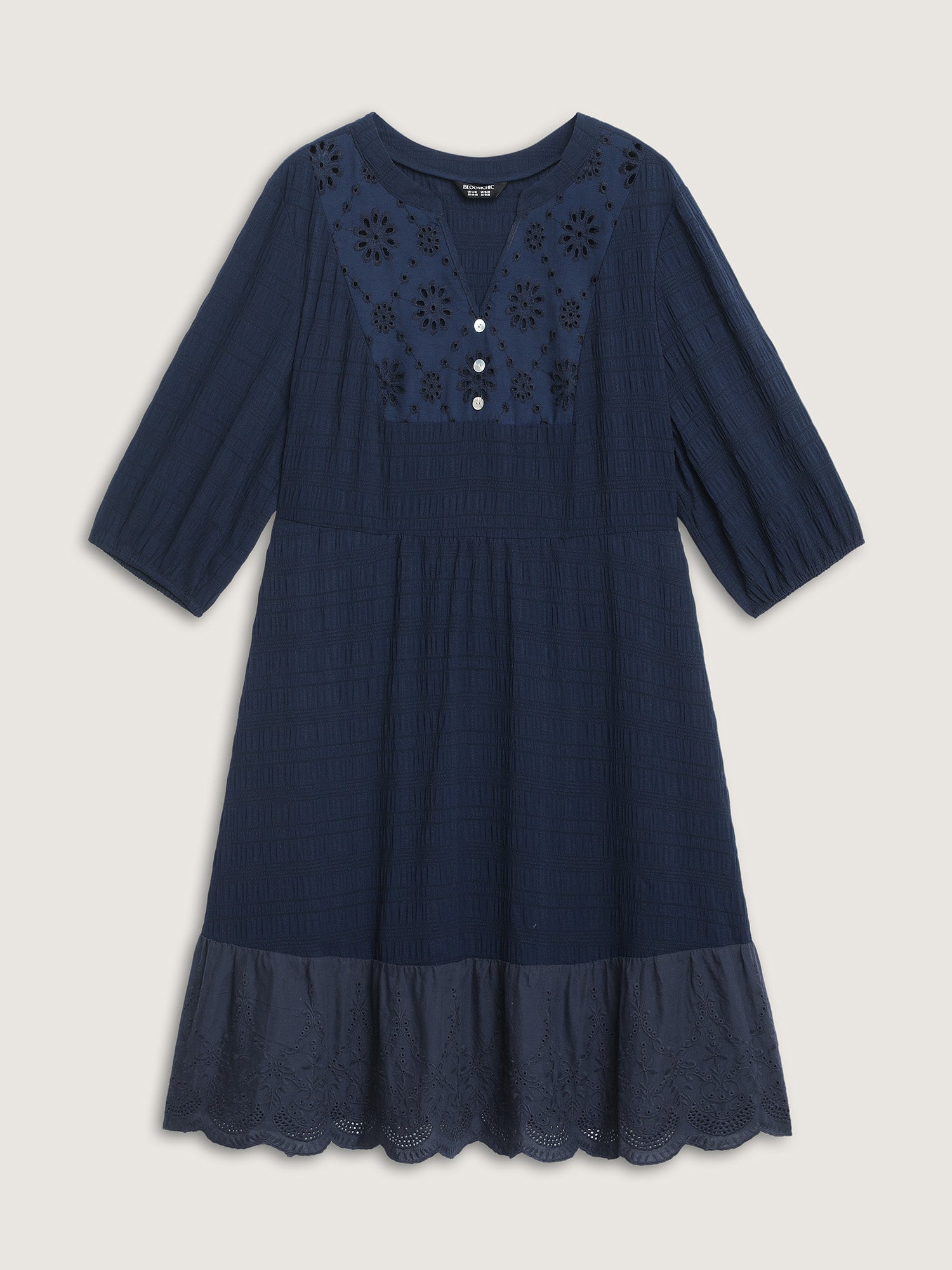 Textured Notched Collar Midi Dress-Sweetccc