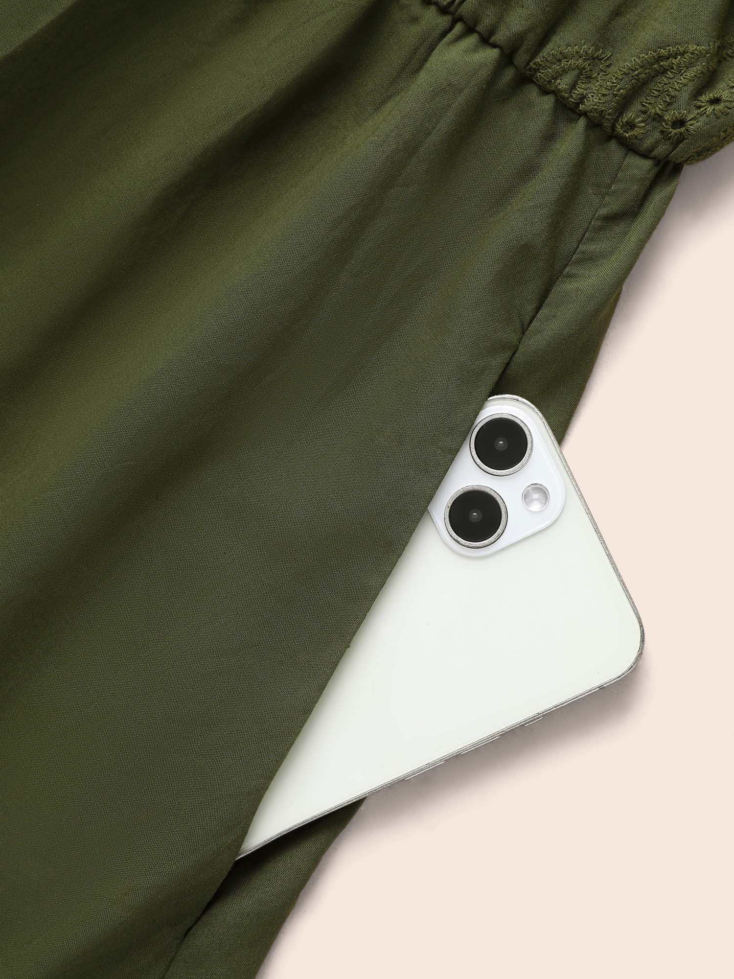 Notched Broderie Anglaise Button Detail Dress-Sweetccc