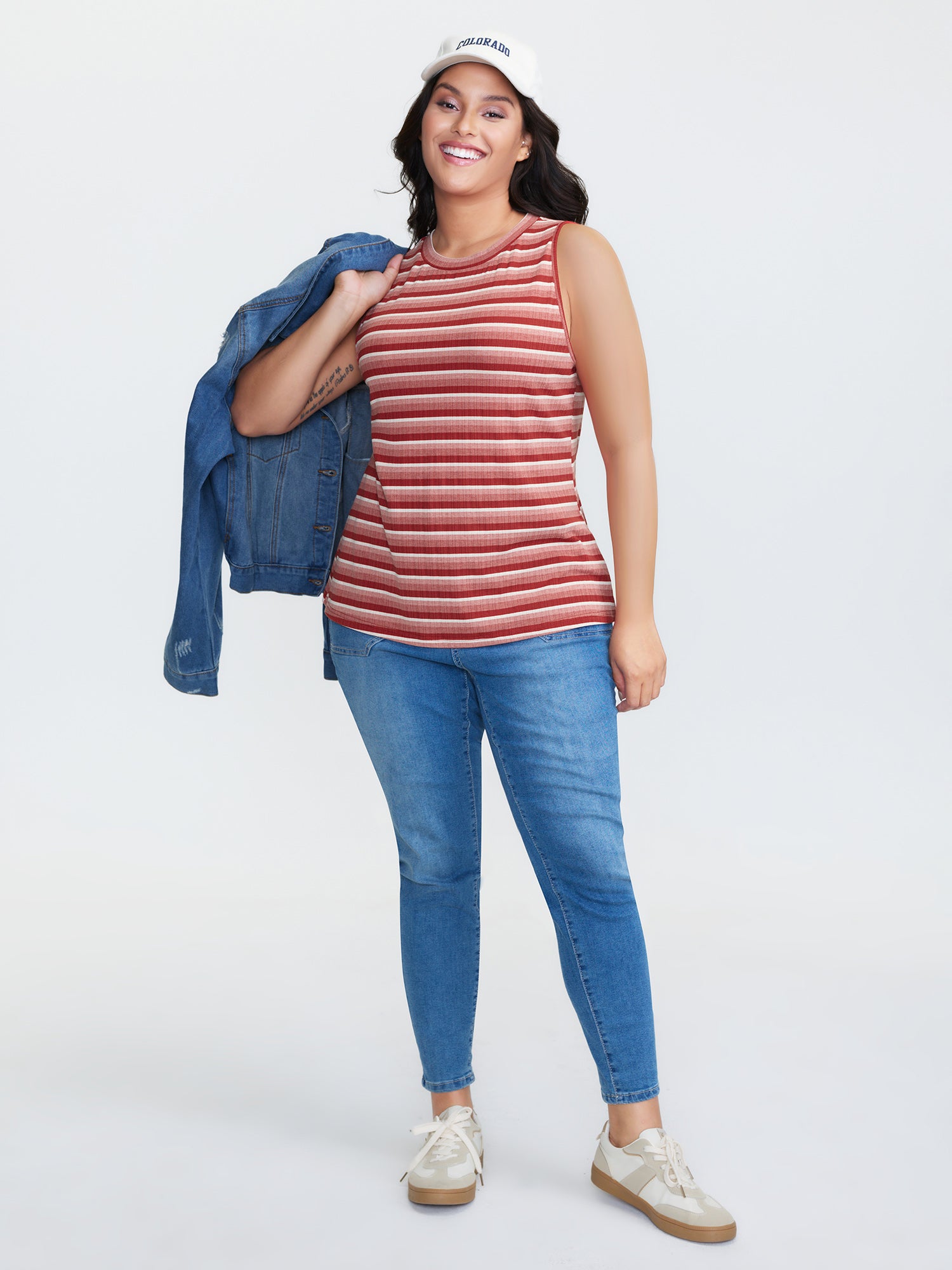 Stretchy Ribbed Crew Neckline Fitted Tank Top-Sweetccc