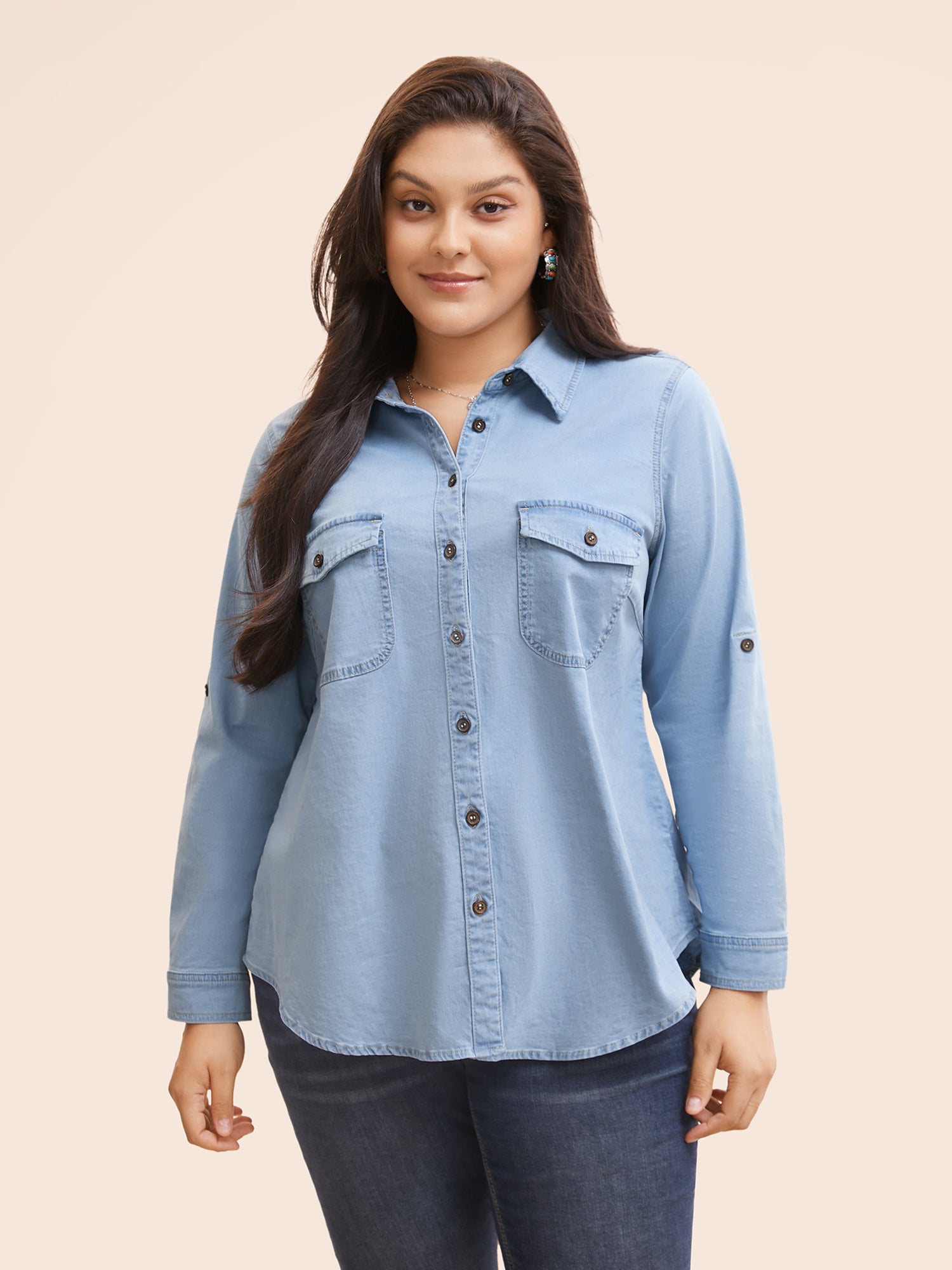 Stretch Denim Chest Pockets Jacket-Sweetccc