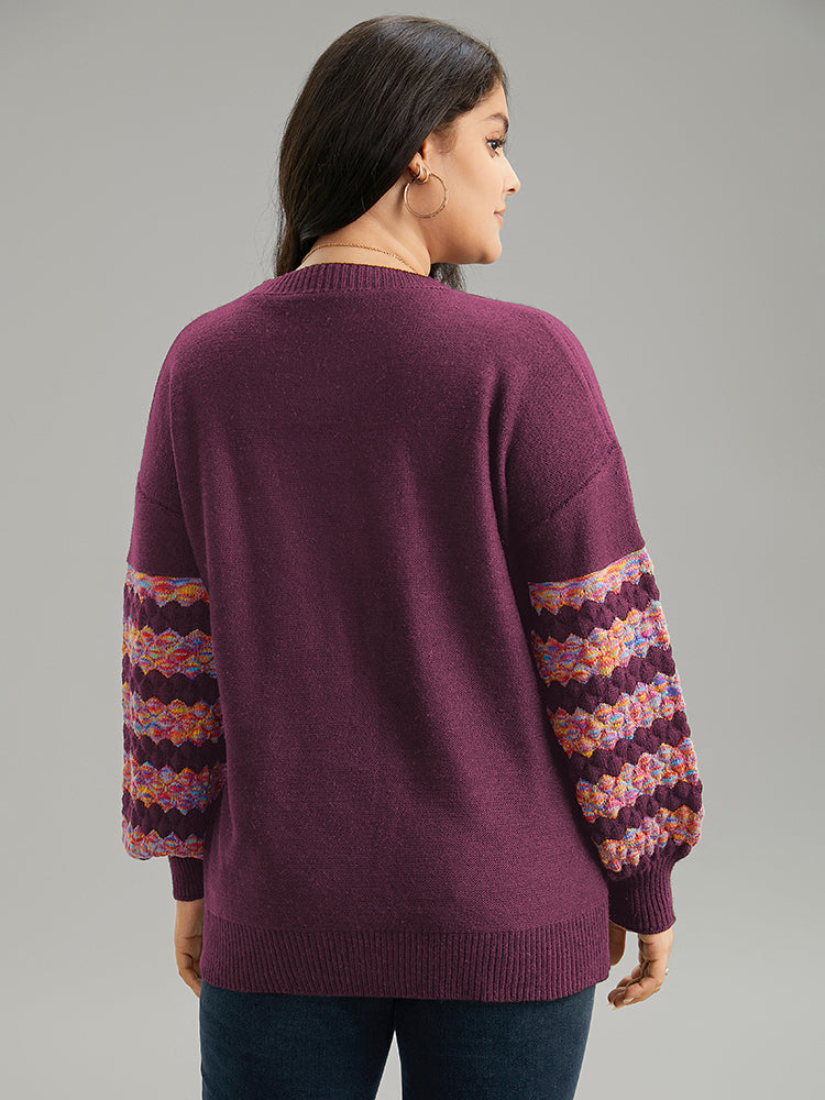 Heart Heather Patchwork Crew Neck Pullover-Sweetccc