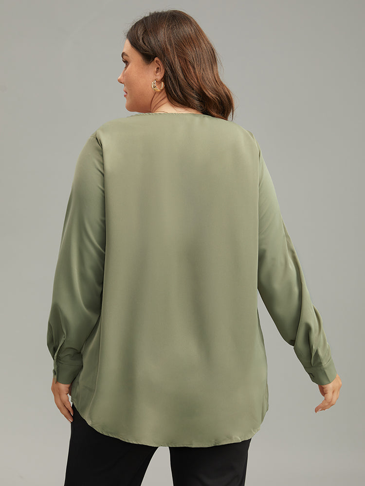 Lapel Collar Button Up Blouse-Sweetccc