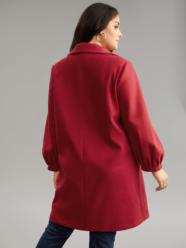 Lapel Collar Pocket Button Up Coat-Sweetccc