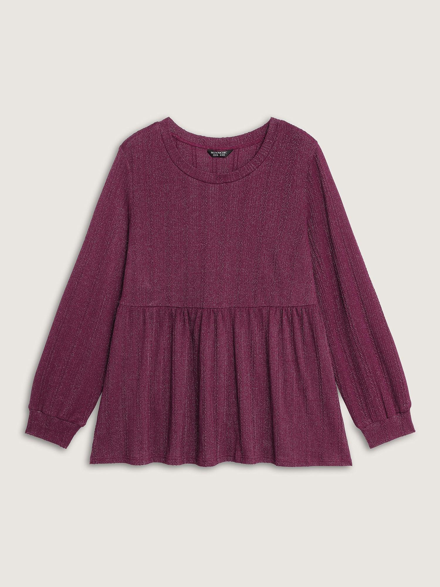 Textured Stretchy Flared Knit Top-Sweetccc