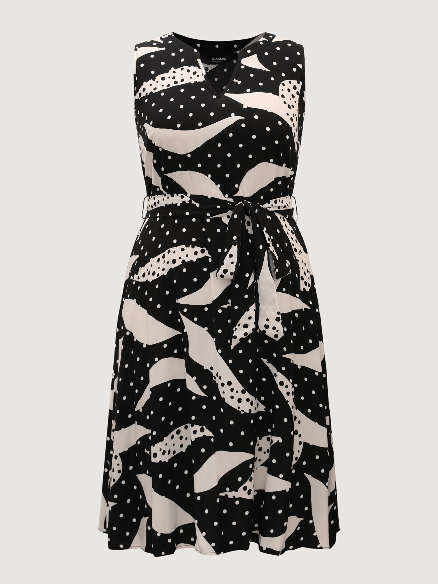 Geometric Print Pleated Midi Dress-Sweetccc