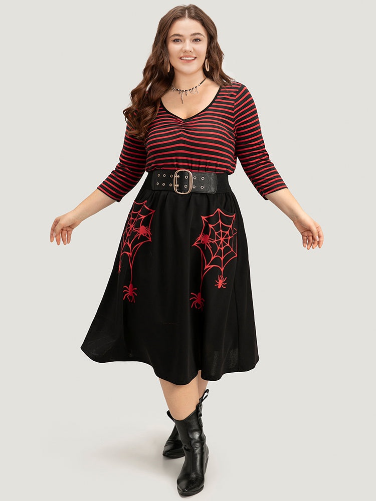 Halloween Striped Two Tone Ruched T-shirt-Sweetccc