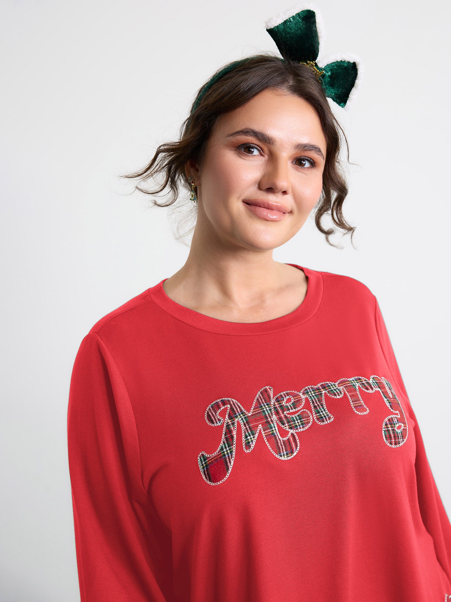 Merry Applique Embroidery Sweatshirt-Sweetccc