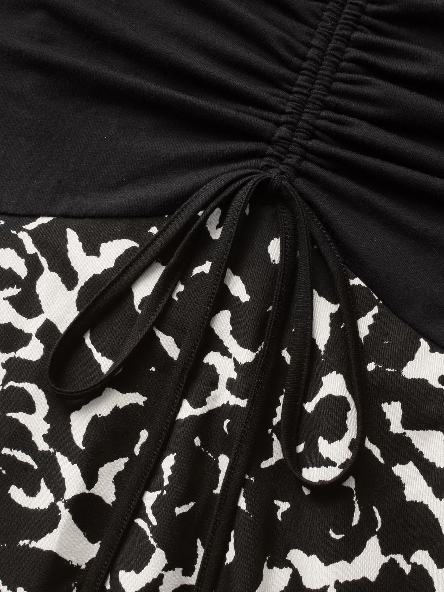 V Neck Patchwork Drawstring Dress-Sweetccc