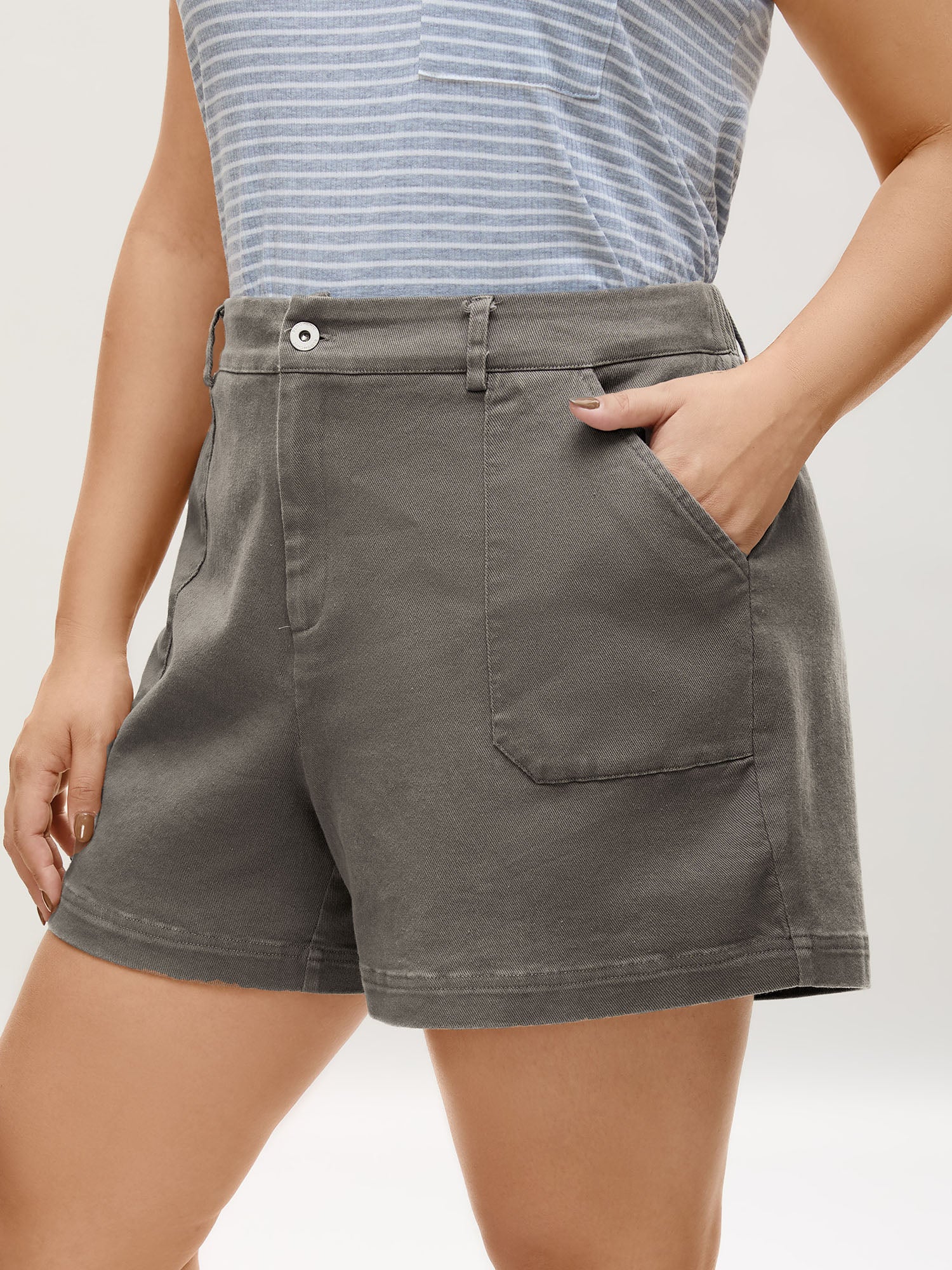 Stretchy Waist Vintage Pockets Shorts-Sweetccc
