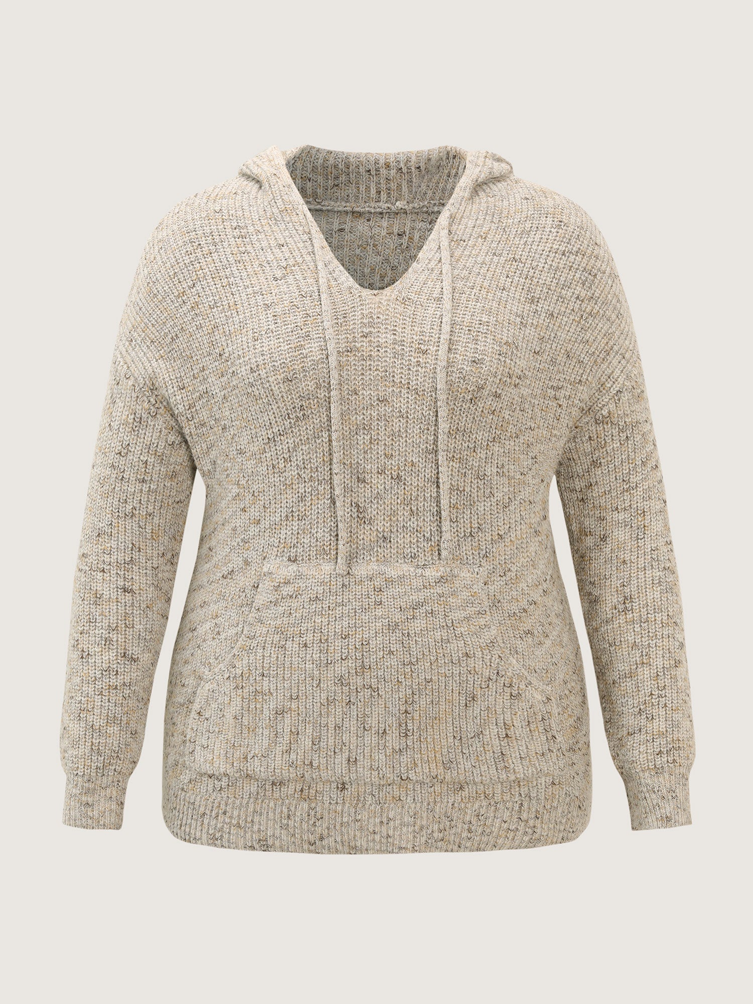 Heather Hooded Pocket Ribbed Hem Pullover-Sweetccc