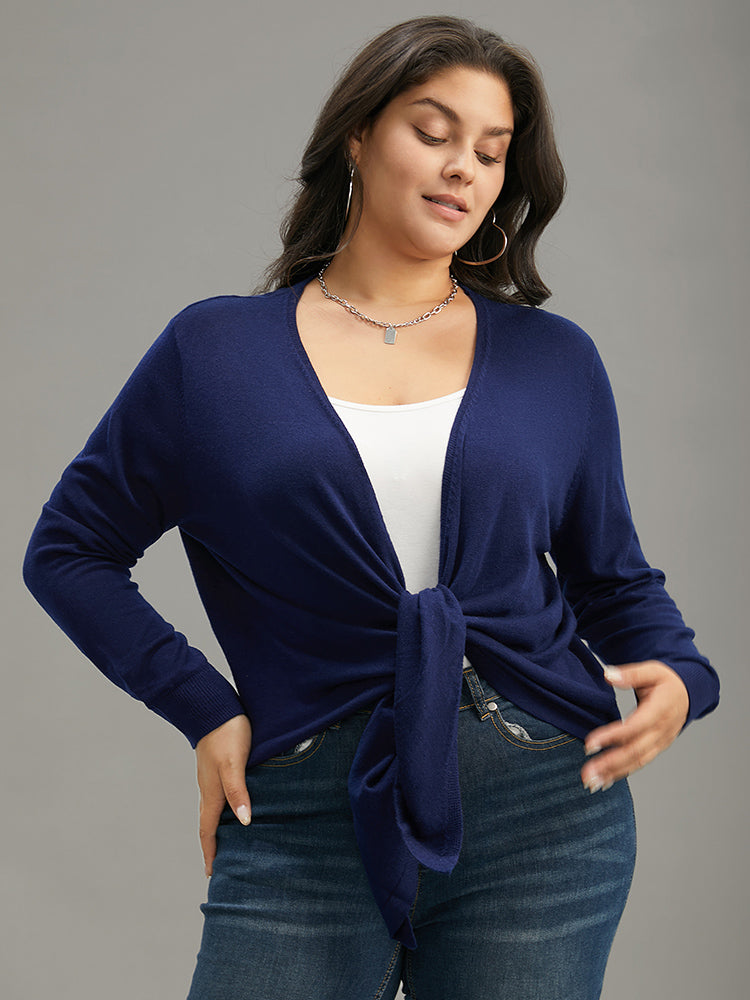 Supersoft Essentials Asymmetrical Hem Elastic Cuffs Cardigan-Sweetccc