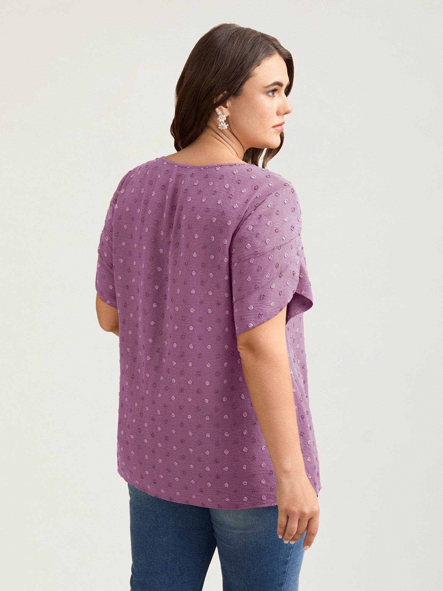 Textured Color Contrast Petal Sleeve Blouse-Sweetccc