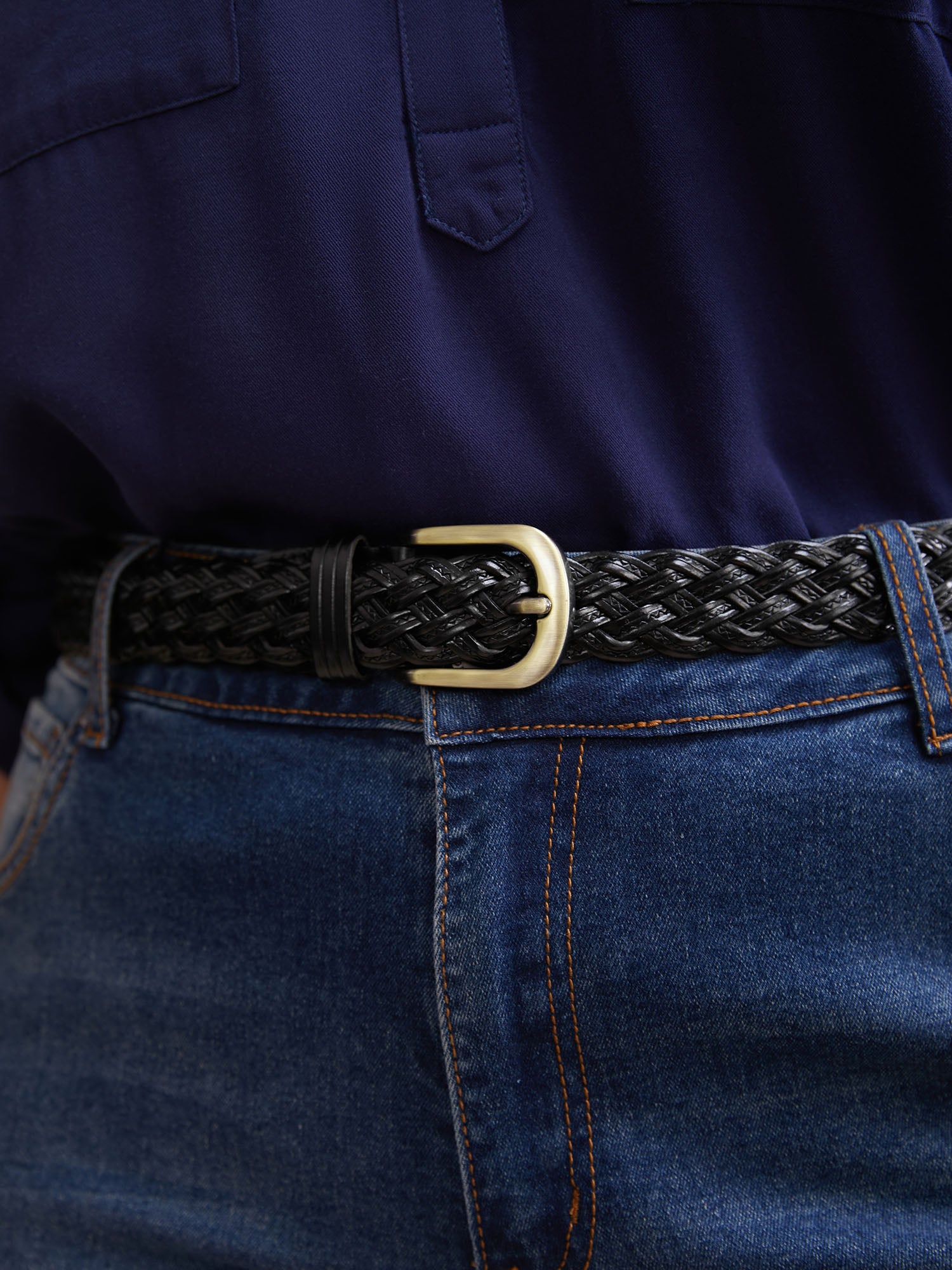 Solid Pin Buckle Woven Belt-Sweetccc