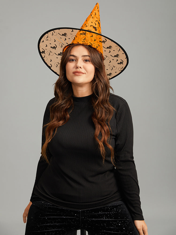 Halloween Cat Mesh Patchwork Hat-Sweetccc