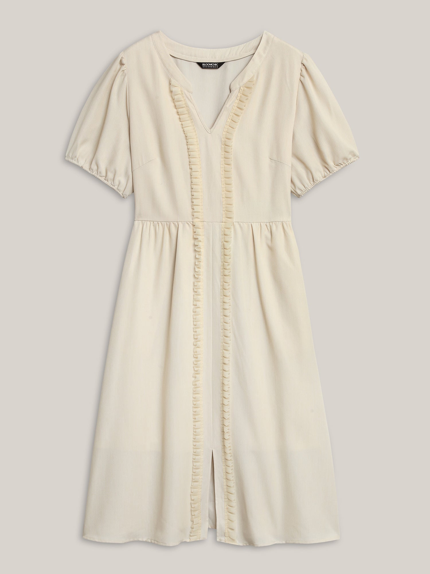 Lace Trim Solid Pockets Midi Dress-Sweetccc