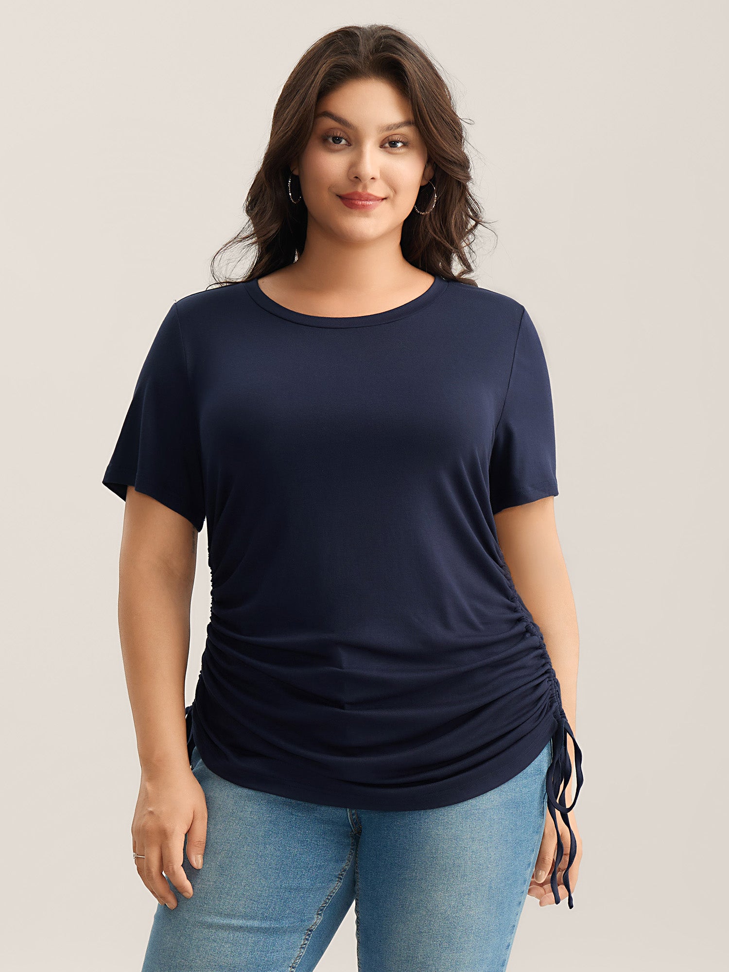 Supersoft Side Drawstrings Fitted T-Shirt-Sweetccc