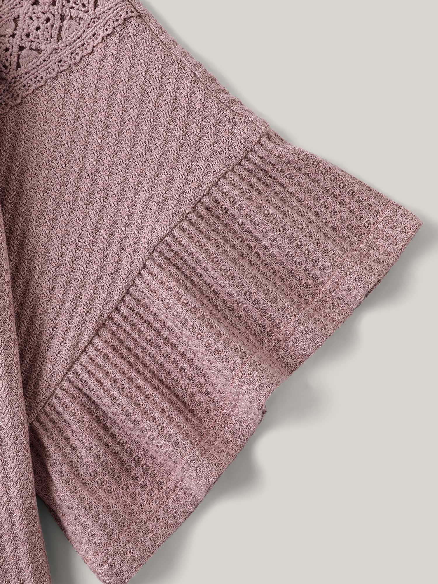 Textured Lace Ruffled Sleeve T-Shirt-Sweetccc