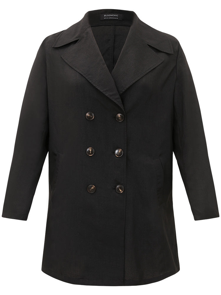 Halloween Solid Lapel Collar Double Breasted Pocket Coat-Sweetccc