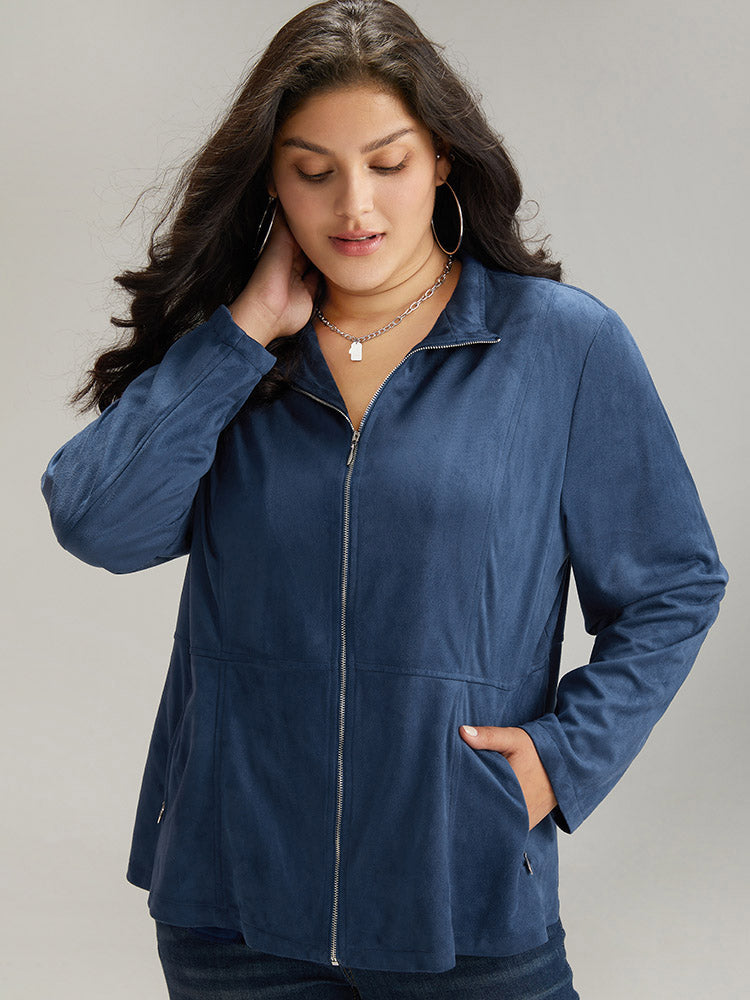 Solid Pocket Zipper Jacket-Sweetccc