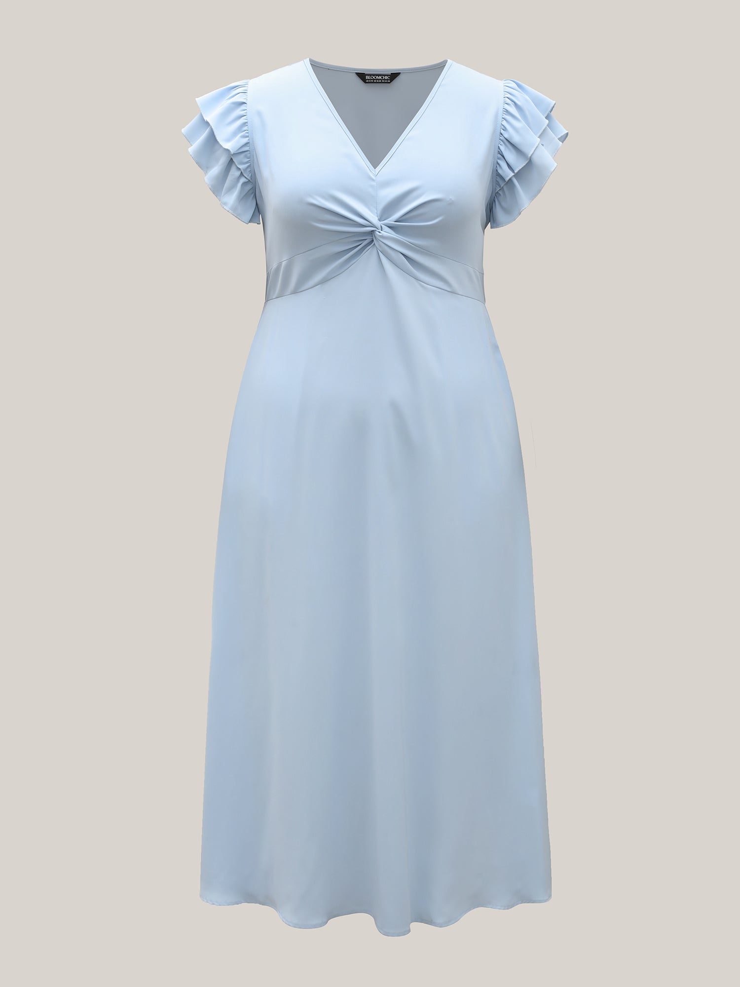 Twist Front Woven A-Line Midi Dress-Sweetccc