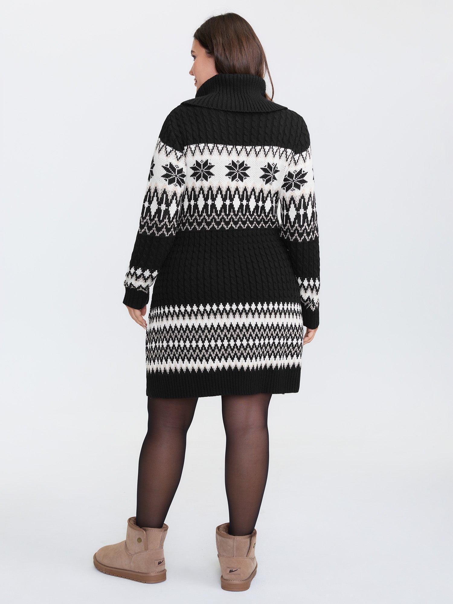 Holiday Textured Turtleneck Sweater Dress-Sweetccc