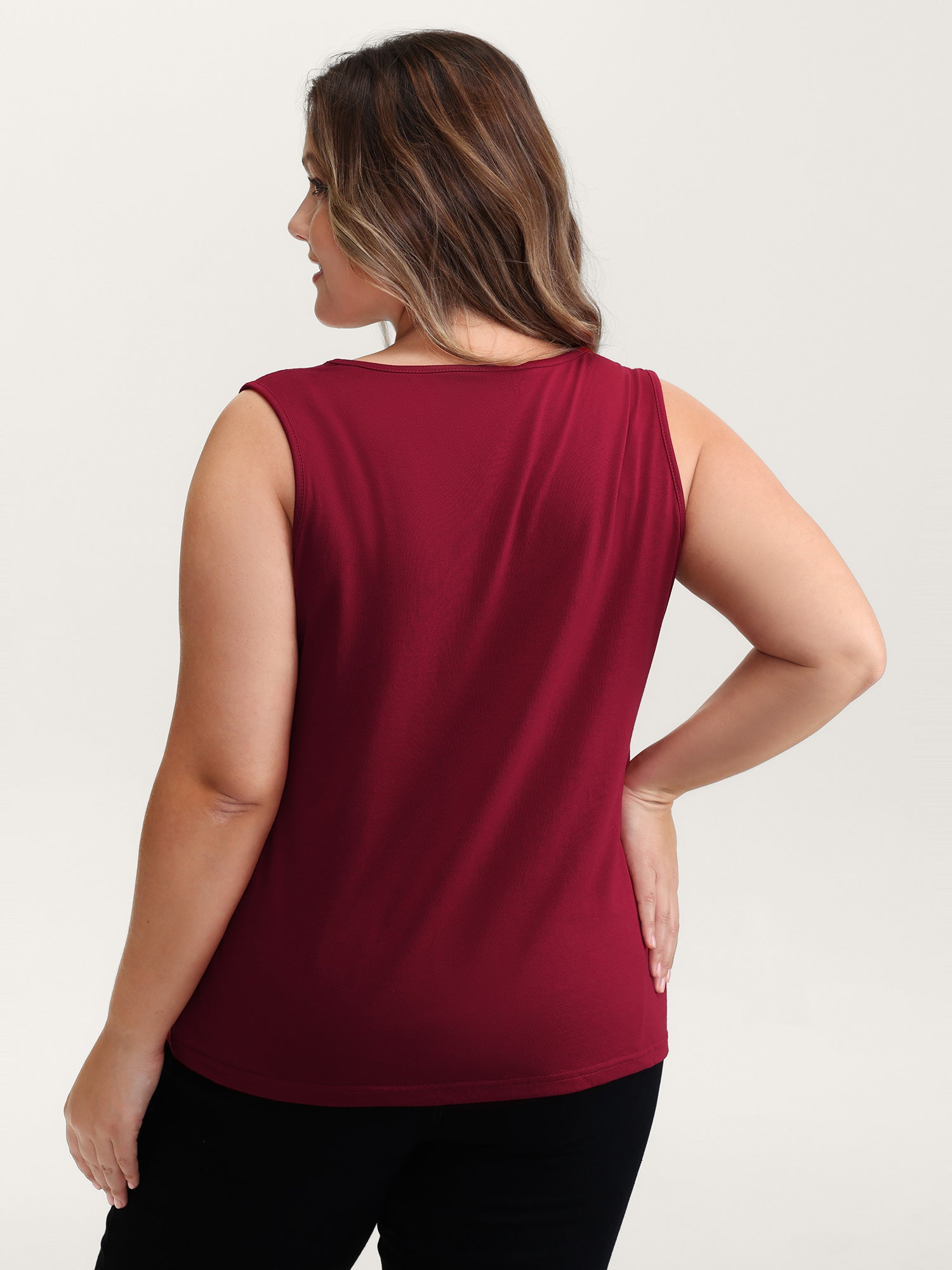 Supersoft Stretchy Cut-Out V-Neck Tank Top-Sweetccc