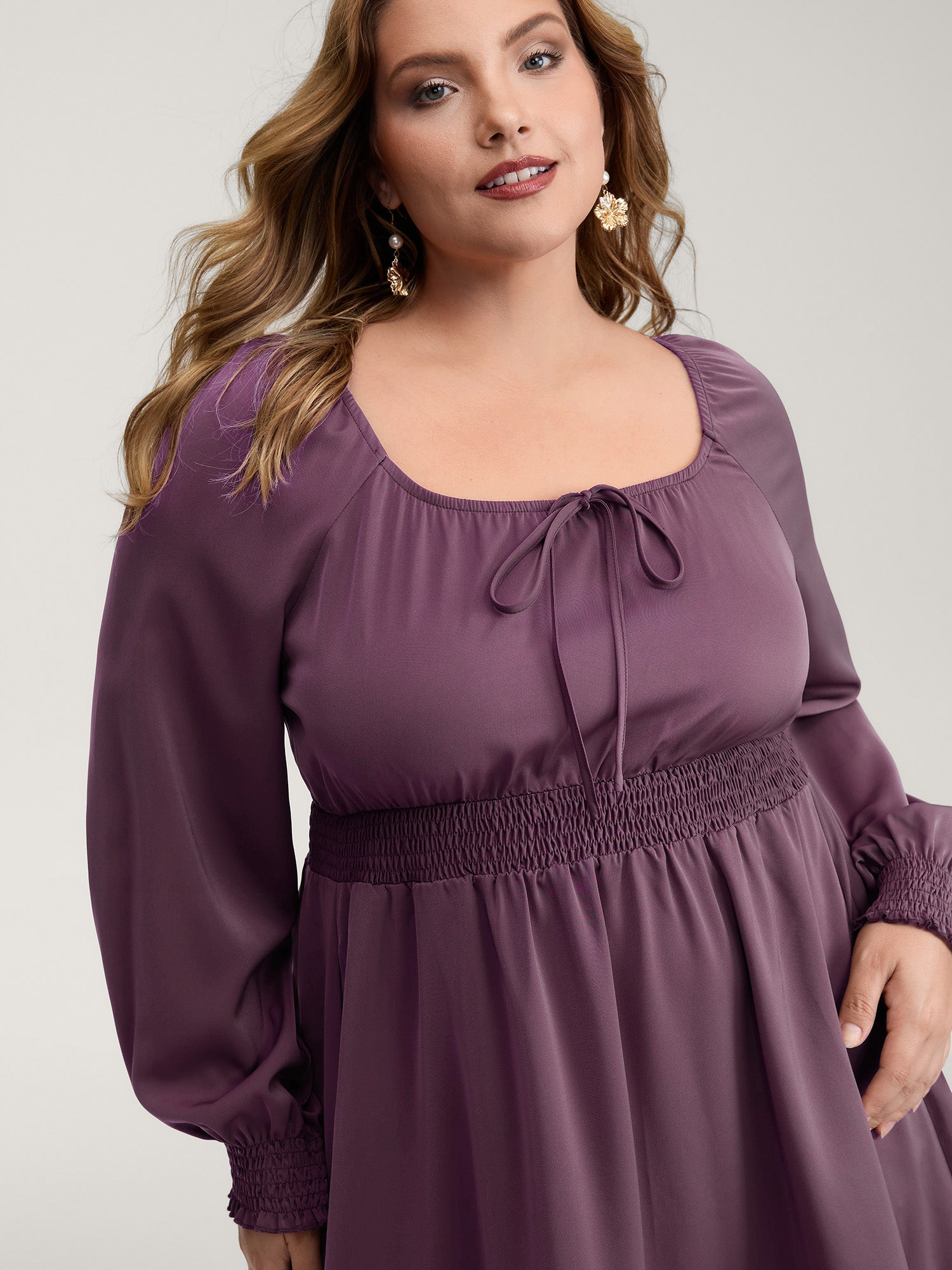 Lotus Leaf Shirred Waist Pockets Maxi Dress-Sweetccc