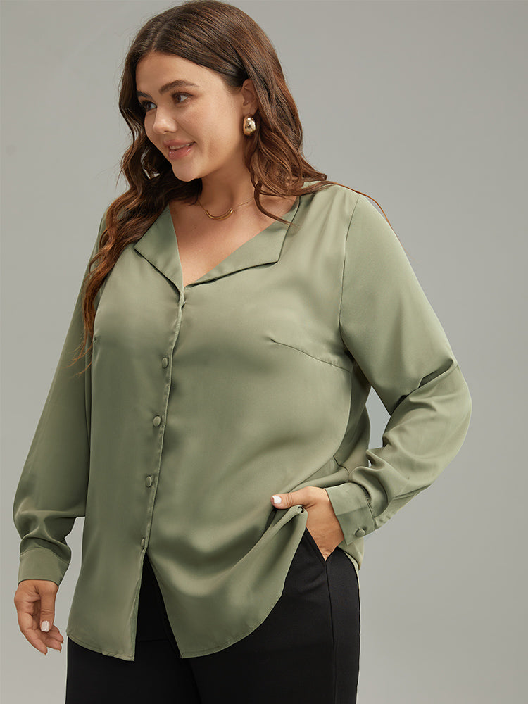 Lapel Collar Button Up Blouse-Sweetccc