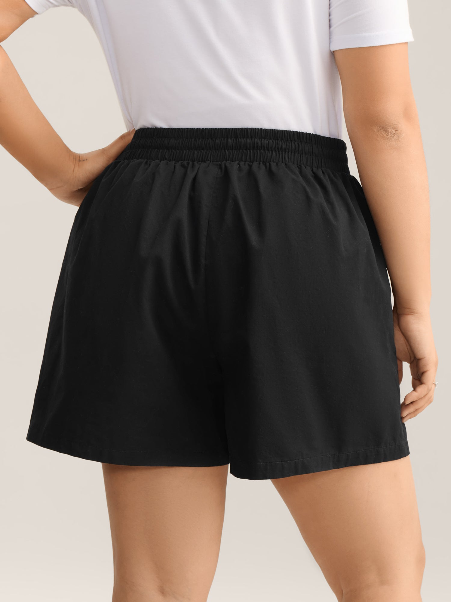 Waist-Drawstring Wide-Leg Shorts-Sweetccc