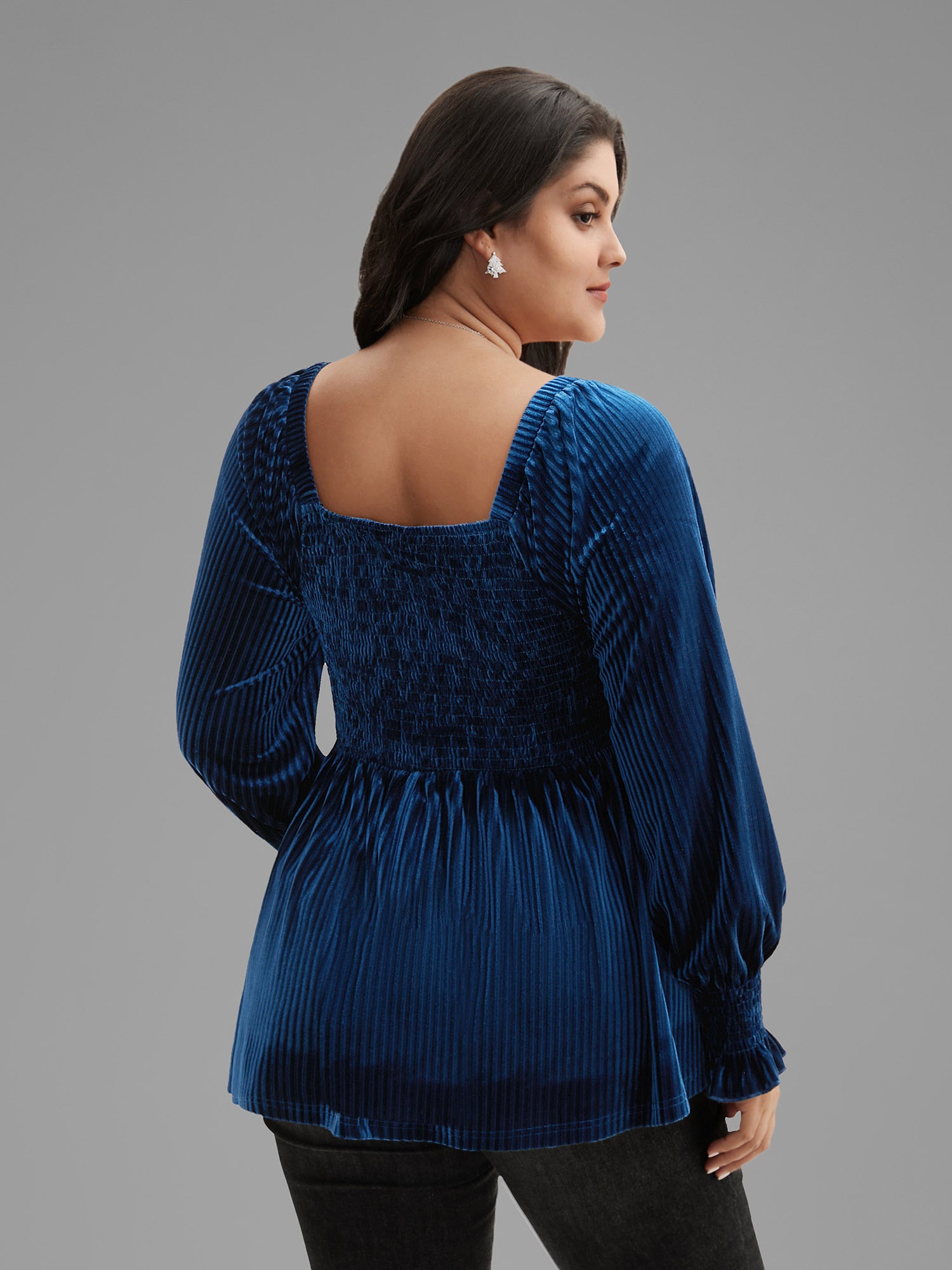 Velvet Smocked Bodice Jersey Top-Sweetccc