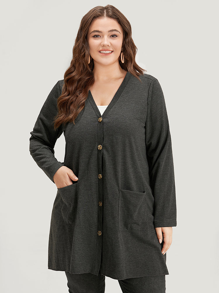 Halloween Plain Pocket Asymmetrical Hem Coat-Sweetccc