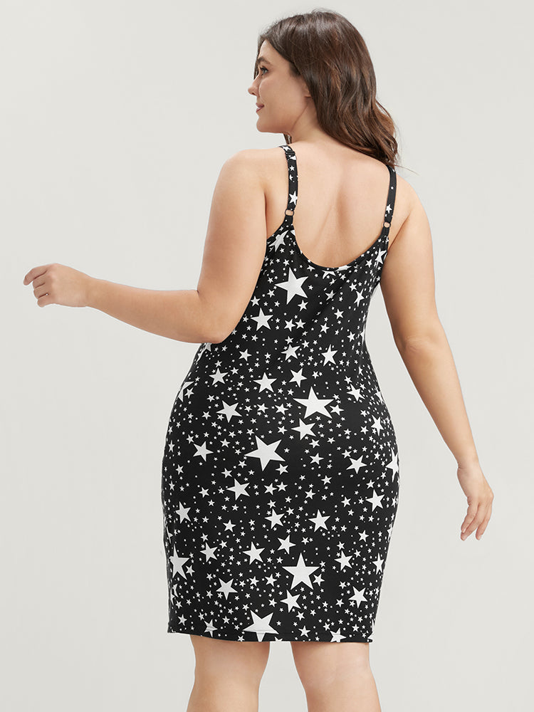 Star Print Backless Bodycon Cami Dress-Sweetccc