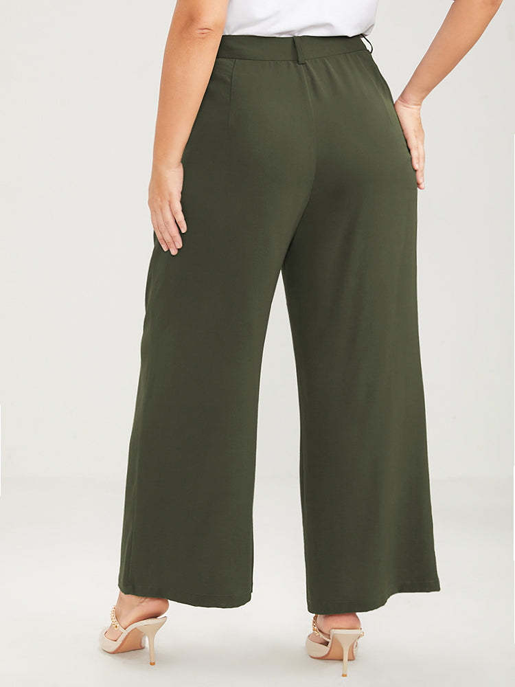 Solid Pocket Wide Leg Pants-Sweetccc